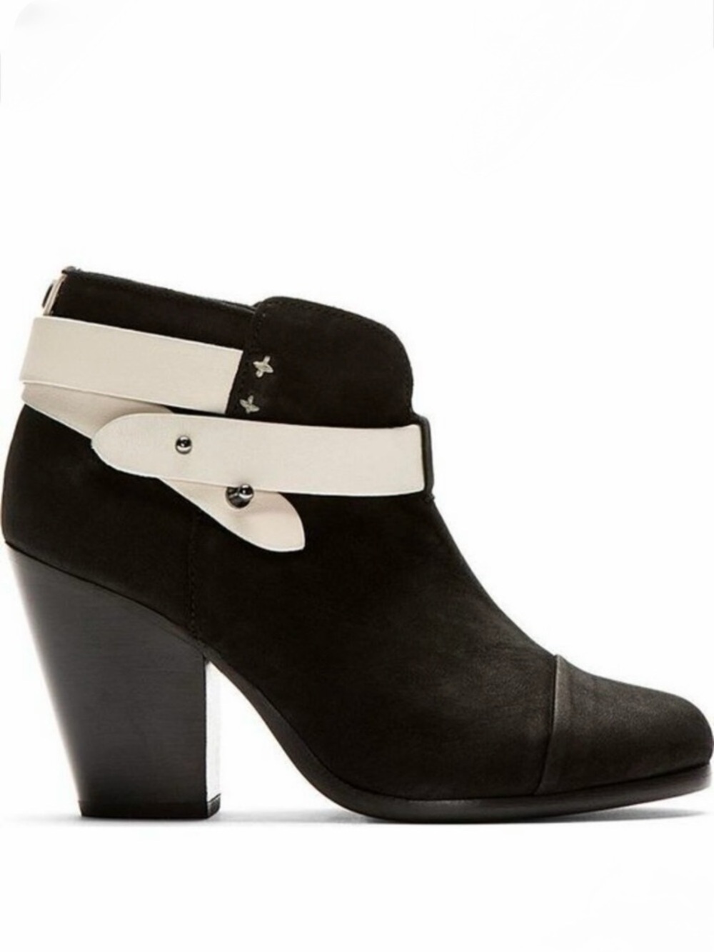 Rag & Bone Harrow Black Suede Two Tone Belted Ankle Boot Women's EU 39.5